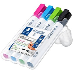 Staedtler 351 Lumocolor Whiteboard Marker Bullet 2mm Assorted Colours Wallet Of 4