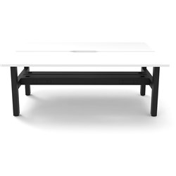 Rapidline Boost Static Back To Back Workstation+Tray 2 Person 1200Wx1500x730mmH White/Black