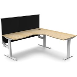 Rapidline Boost Static Corner Workstation+Screen 1800/1500W x 750D x 1330mmH Oak/White