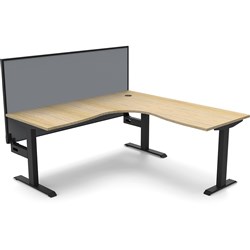 Rapidline Boost Static Corner Workstation+Screen 1800/1800W x 750D x 1330mmH Oak/Black