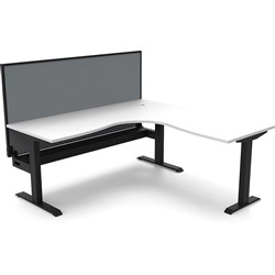 Rapidline Boost Static Corner Workstation + Screen + Cable Tray 1800/1800mmW White/Black