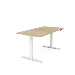 OLG Agile Motion Height Adjustable Single Sided Desk 1200Wx635-1295mmH Wht/New Oak