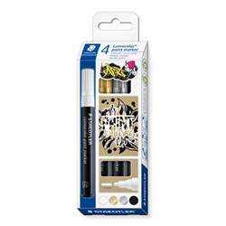 Staedtler 349 Lumocolor Paint Marker Medium Bullet 2.4mm Metallic Pack Of 4
