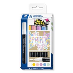 Staedtler 349 Lumocolor Paint Marker Medium Bullet 2.4mm Pastel Pack Of 6