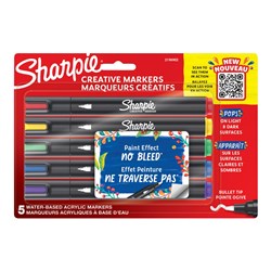 Sharpie Creative Water-Based Acrylic Markers Medium Bullet Tip Pack Of 5 Assorted