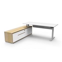 Rapidline Boost+ Executive Desk + LHS Cabinet+Panel 2020W x 2011D x 620-1270mmH Wht/Wht