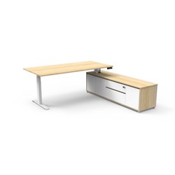 Rapidline Boost+ Executive Desk + RHS Cabinet 2020W x 2011D x 620-1270mmH Oak/White