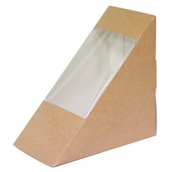 Envirochoice PLA Sandwich Wedge With Window Large 173 x 73 x 85mm Kraft Carton Of 500