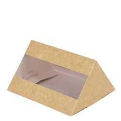 Envirochoice PLA Sandwich Wedge + Window 4 Point Qtrs 126x113x67mm Kraft Carton 250