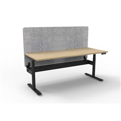 Rapidline Halo+ Single Sided Workstation + Grey Eco Screen +Tray 1800Wx620-1270mmH Oak/Bl