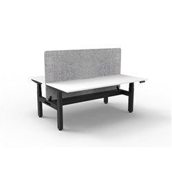 Rapidline Boost+ Back to Back Workstation + Grey Eco Screen + Tray 2 Person 1500mmW Wht/Bl
