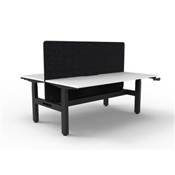Rapidline Boost Manual Height Adjust B2B Workstation Blk Eco Screen+Tray 2 Person 1500W W/B