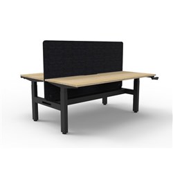 Rapidline Boost Manual Height Adjust B2B Workstation Blk Eco Screen+Tray 2 Person 1800W O/B