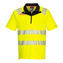Portwest DX4 Hi-Vis Zip Polo Shirt Short Sleeve 4XL Yellow And Black