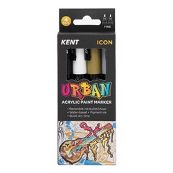 Kent Urban Paint Markers Fine 3mm Dual Nib Icon Assorted Pack Of 4