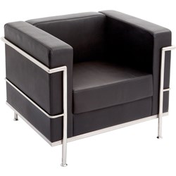 Rapidline Space Lounge Seat With Chrome Frame Black PU Upholstery