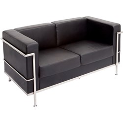 Rapidline Space Lounge Two Seater With Chrome Frame Black PU Upholstery