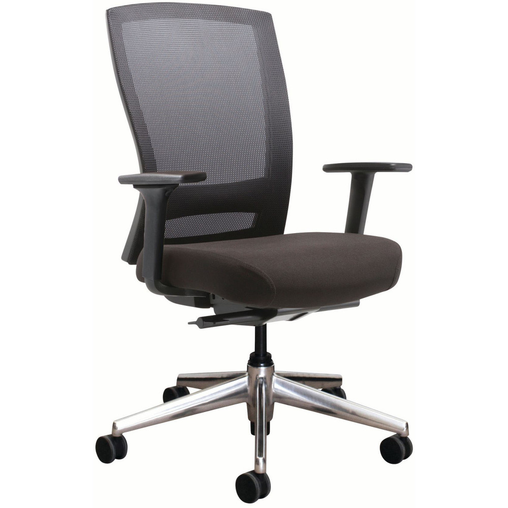 Buro Mentor Mesh Back Task Chair Aluminum Base With Arms Black Fabric Seat Mesh Back