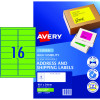 Avery High Visibility Shipping Laser Label L7162FG 199.1x34mm Fluoro Green Pack of 25 (400)