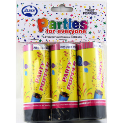 Alpen Party Poppers Twist 10.5cm Pack of 3