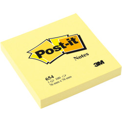 Post-It 654 Notes Original 76x76mm Yellow Pad 100 Sheets